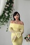 Yellow Madonna Collar Lined Premium Lace Dress - 8