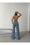 TREND HIGH WAIST SPECIAL DESIGN WIDE LEG JEAN RIPPED BAGGY PALAZZO PANTS - 2