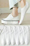 6 Pairs of Women's White Stylish Striped Comfortable Sneaker Socks