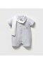 Noynoy Striped Jumpsuit with Collar 2-Piece Set