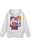Women's Semi-Oversize Hooded Sweatshirt with Duck Back Print White Hoodie 1233