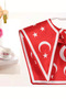 Turkish Flag Moon and Star Patterned Children's Collar Scarf - Children's Shoulder Shawl (10 Pcs) - 5