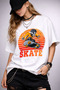 Skates Bull Printed Unisex Oversize White T-Shirt - 3
