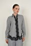 Lace Detailed Striped Shirt - Black |   F2082 - Black