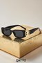 Harvey Black Uv400 Protected Ultra Light Unisex Sunglasses with Gold Detail - 3