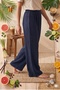 Women's Seersucker Textured Loose-Fit Pants - High Waist, Wide Legs, No Ironing Required Summer Pants - 3