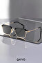 Flow Metal Square Black Gold Frame Unisex Uv400 Sunglasses - 3
