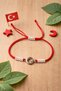 Red and White String Bracelet with Steel Moon and Star Detail |   Adjustable Unisex Fan Bracelet