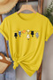 Women's White Cotton Printed T-Shirt with Climbing Cats
