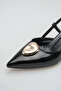 Women's heeled shoes - 5 cm stiletto heel pointed toe slingback patent leather black - 7