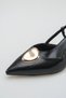 Women's Heeled Shoes - 5 cm Thin Heel Pointed Toe Open Back Stiletto Shoes Black Yanki - 6