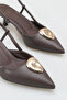 Heeled Women's Shoes - 5 cm Thin Heel Pointed Toe Open Back Stiletto Shoes Brown - 4