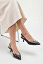 Women's heeled shoes - 5 cm stiletto heel pointed toe slingback black - 5