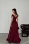 Women's Burgundy Glittering Long Evening Dress – Graduation, Sparkling Stylish Evening Gown Mlb165 - 5