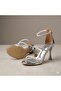 (Dekas) Women's Three-Piece Heeled Shoes Silver - 4