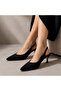 (Pine Cone) Short Heeled Closed Toe Women's Shoes Black - 4