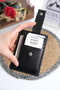 Genuine Leather Card Holder with Coin Compartment and Snap Fastener 1340 Black - 3
