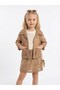 Girl's Textured Fabric Jacket Skirt Blouse Stylish Triple Design Set - 4
