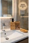 Kamptek Wooden Bamboo Bathroom Organizer Set - Solid + Liquid Soap Dispenser and Toothbrush Holder Organizer - 7
