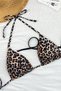 Women's Leopard Patterned and Black Minimal Cut Triangle Bikini Top - 2