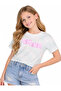 Girl's Think Positive Written Stone Detailed Batik Pattern Short Crop T-Shirt - 3