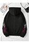 Pink and White Butterfly Printed Black Hooded Zippered Kangaroo Pocket Women's Sweatshirt-Cardigan - 2