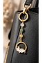 5 Pieces of Natural Stone Keychain/Bag Ornament with Cat Figure (Citrine-Nephrite-Aventurine) - 5