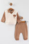 Süzene Teddy Bear Embroidered Sweater Detailed Baby Boy 2-Piece Set - 5