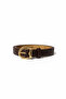 Women's Brown Thin Belt Milano Gold Buckle Stylish Design - 2