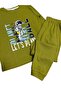 Boy's 100% Cotton Khaki Color Astronaut Patterned Long Sleeve Winter Interlock Pajama Set - 5
