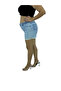 Plus Size Elastic High Waist Ripped Stoned Pocketed Short Denim Women's Shorts - 7