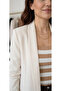 Cream shawl collar, unlined, double sleeve, stylish modern blazer jacket. - 4