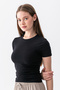 Women's Black 100% Cotton Ultra Soft Round Neck Short Sleeve Blouse - 5