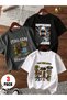 Printed Black - White - Anthracite 3-Piece Children's T-Shirt 100% Cotton Short Sleeve Knitted Crew Neck