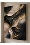 Black Gold Marble Look Abstract Canvas Painting – Modern Luxury Black Gold Wall Art - 3