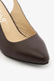 Brown Genuine Leather Women's Slingback Open-Back Heeled Shoes - 3