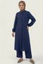 Navy Blue 100% Cotton Muslin Fabric Zippered Comfortable Fit Hijab Women's Set - Hajj and Umrah Outfit