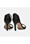 Women's Black Adjustable Buckle Stone Heeled Evening Dress Sandals - 5
