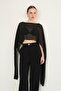D 2938 Chiffon Poncho - Black |   D2938