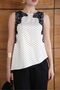 Lace Detailed Polka Dot Satin T-Shirt - Cream |   D2961 - Cream - 4