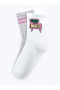 Patterned White and Gray Socks for Women, 2-Piece Set, Size 36-38 - 2
