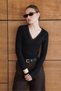 Sweatshirt with Lace Collar Detail - Black |   F2088 - Black