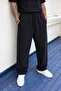 Men's High Waist Elastic Black Linen Trousers - 4