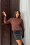 Embroidered Long Sleeve Women's Blouse - Stylish and Modern - Brown |   F1993 - Coffee