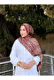 Women's Burgundy Tile Ethnic Paisley Patterned Soft Textured Cotton Soft Shawl - 6