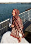 Women's Burgundy Tile Ethnic Paisley Patterned Soft Textured Cotton Soft Shawl - 2