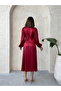 Kraşlı Satin Front-Tie Blouse - Burgundy |   F1916 - 5