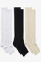 3 Pairs of Fingerless, Thin Ribbed, Above-Knee Cotton Blend Leggings