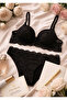 Elegant Lace Detailed Underwire Supported Non-Padded Bra Panty Lingerie Set - 4