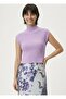 Women's Half Turtleneck Ribbed Knitwear Sleeveless Crop Blouse